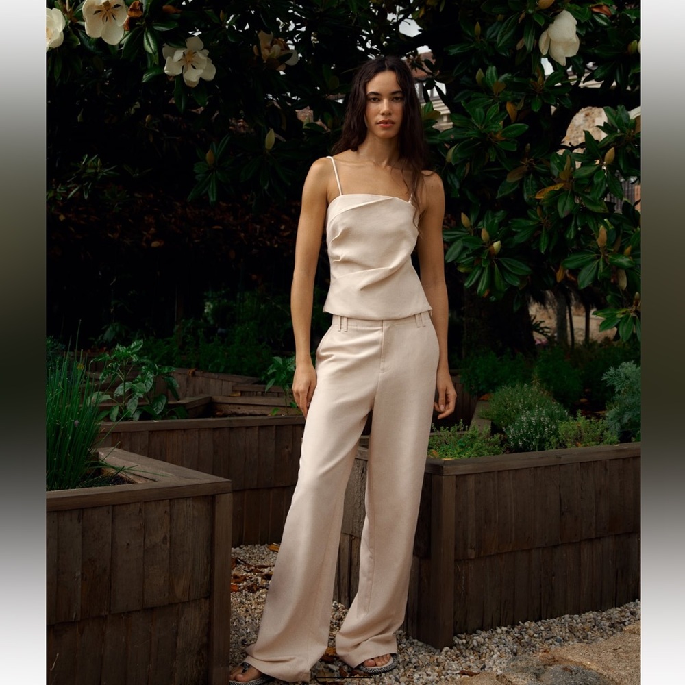 ZARA STRAPLESS DRAPED TOP SIZE M CREAM 3067/007 NWT